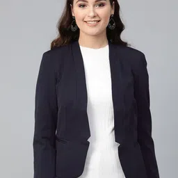 Pannkh Shawl Collar Long Sleeves Open Front Blazer-image-12