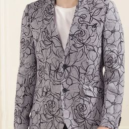 Ted Baker Floral Printed Notched Lapel Collar Linen Single Breasted Blazer-picture-17