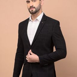 Crimsoune Club Checked Notched Lapel Single Breasted Blazer-picture-53