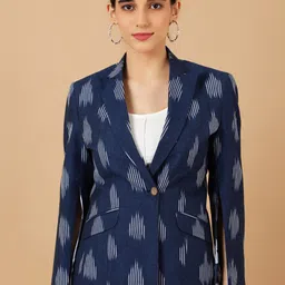 INDOPHILIA Printed Cotton Single Breasted Blazer-picture-49