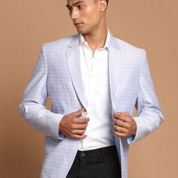 VASTRAMAY Floral Self-Design Jacquard Single-Breasted Blazer-picture-13