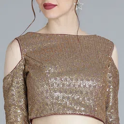 Ethnovog Women Gold-Colored Sequenced  Blouse-30