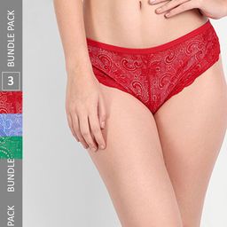 StyFun Women Pack Of 3 Self-Design Lace Bikini Briefs-picture-2