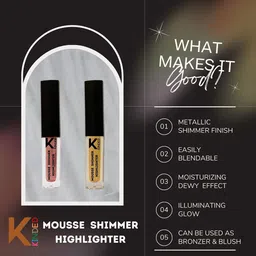 KINDED Set of 2 Mousse Shimmer Liquid Highlighter Illuminator - 3ml each image 3