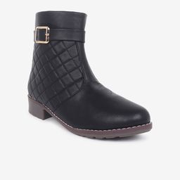AXIUM Women Textured Quilted Buckle Detail Mid-Top Regular Boots-27