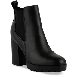 London Rag Women Black Solid Winter Heeled Boots-image-15