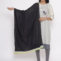 W Black & White Pure Cotton Dupatta-98