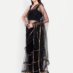 BARKIYA CREATION Embellished Sequinned Saree image 2