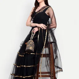 BARKIYA CREATION Embellished Sequinned Saree image 4