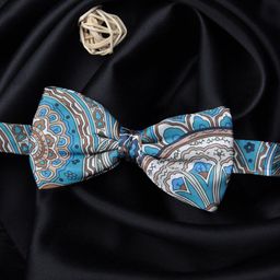 PELUCHE Unisex Blue & White Printed Bow Tie-image-10