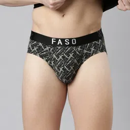 FASO Abstract Printed Mid-Rise Cotton Basic Briefs FS3004-SQ-BLACK-picture-36