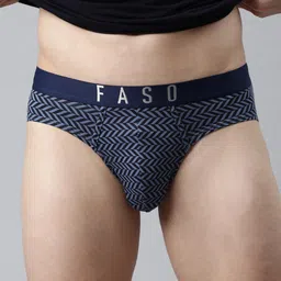 FASO Geometric Printed Mid-Rise Cotton Basic Briefs FS3004-SQ-DENIMMARL-picture-3