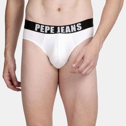 Pepe Jeans Men White Solid Pure Cotton Solid Briefs-picture-31
