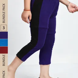 IndiWeaves Girls Pack of 2 Mid-Rise Cotton Capris-picture-0