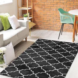 Saral Home Black Printed Anti-Skid Carpet-17