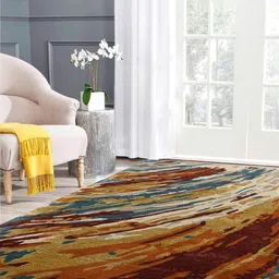 saraswatii global Orange & Blue Abstract Printed Rectangle Carpet-2