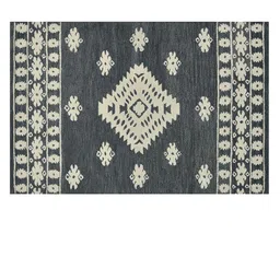 saraswatii global Grey & White Geometric Printed Woolen Rectangle Carpet image 2