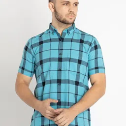 Status Quo Men Standard Slim Fit Windowpane Checked Casual Cotton Shirt-image-65