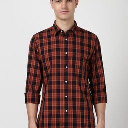 Peter England Casuals Men Tartan Checks Checked Slim Fit Opaque Casual Shirt-image-77