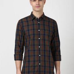 Peter England Casuals Men Tartan Checks Checked Slim Fit Opaque Casual Shirt-image-82
