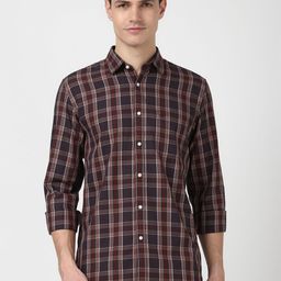 Peter England Casuals Men Slim Fit Tartan Checks Opaque Checked Casual Shirt-image-69