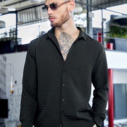 Campus Sutra Embossed Graph Check Shirt-image-67