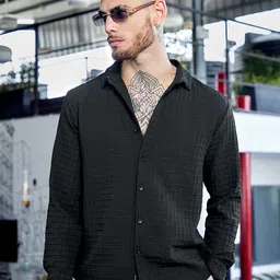 Campus Sutra Embossed Graph Check Shirt-36