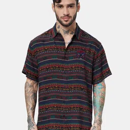 The Souled Store Relaxed Boxy Fit Black Panther Tribal Printed Casual Shirt-image-33