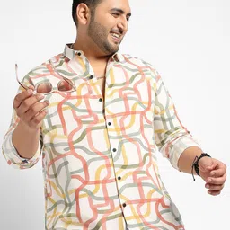 Instafab Plus Classic Abstract Printed Cotton Casual Shirt-image-87