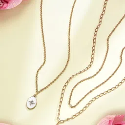 Zaveri Pearls Gold-Toned & White Gold-Plated Layered Chain-11
