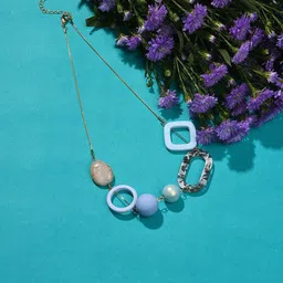 SOHI Silver-Toned & Lavender Silver-Plated Chain-20