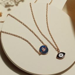 Jazz and Sizzle Set of 2 Gold-Plated Evil Eye Pendant Chains-image-63
