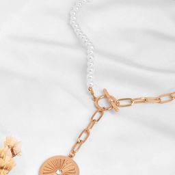 BEWITCHED Women Gold & White-Toned Minimal Necklace-image-14