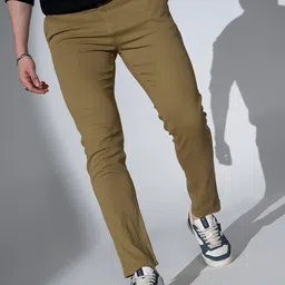 Hubberholme Men Mustard Brown Slim Fit Solid Chinos-image-47