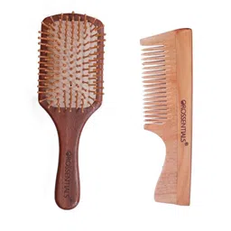 OROSSENTIALS Set Of 2 Wooden Hair Brush & Wood Handle Comb-24