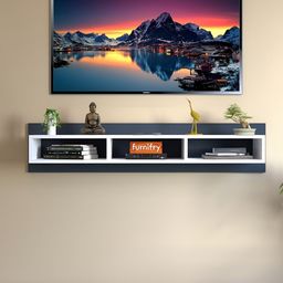 Furnifry Grey & White Wooden Basic Wall Shelf-image-82