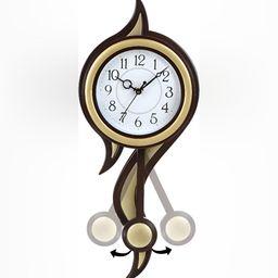 Attractionz Gold-Toned & White Textured Round Analogue Pendulum Contemporary Wall Clock-12