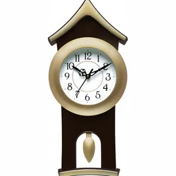 Attractionz Gold-Toned & Brown Round Analogue Wall Clock-14
