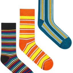 Dynamocks Unisex Pack Of 3 Striped Calf-Length Crew Socks-51