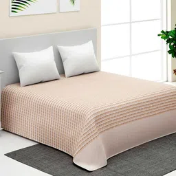 Fabindia Off-White & Pink Geometric-Printed Cotton Single Bed Cover-image-14
