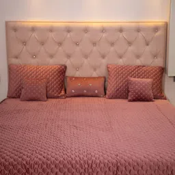 STUDIOHMK Red Self Designed Velvet 180 to 249 GSM Double King Bed Cover Set-1