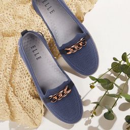 ELLE Women Blue Textured Derbys-picture-15