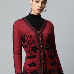 Global Republic Women Embroidered Cardigan with Embellished Detail-image-33
