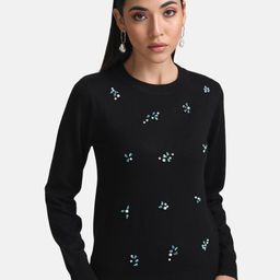 Kazo Women Black & White Embroidered Pullover with Embellished-14