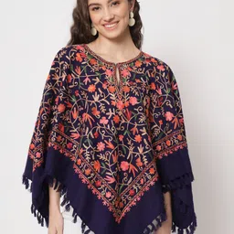 Zamour Floral Poncho With Kashmiri Embroidered Detail-image-93