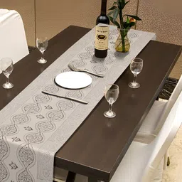 ratan cart TARAN LIVING Beige & Black Block Printed Pure Cotton Table Runner-picture-21