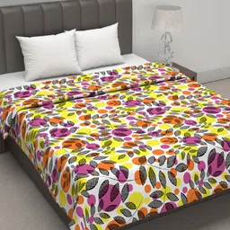 Divine Casa Yellow & Green Floral Mild Winter 120 GSM Cotton Double Bed Dohar-image-68