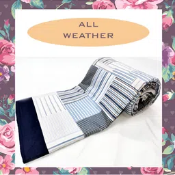 ELAN DREAMS Paradise White & Navy Blue Geometric Cotton AC Room 110 GSM Double Bed Dohar-image-93