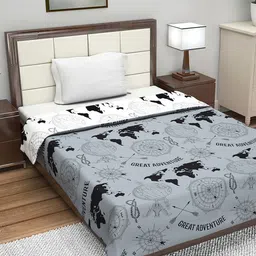 Divine Casa Grey & Off-White Geometric AC Room 110 GSM Single Bed Dohar-image-46