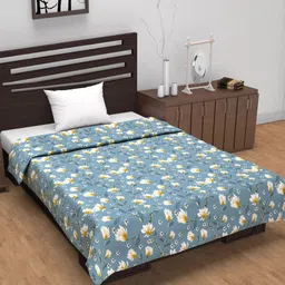 Divine Casa Blue & White Floral AC Room 120 GSM Single Bed Dohar-image-50
